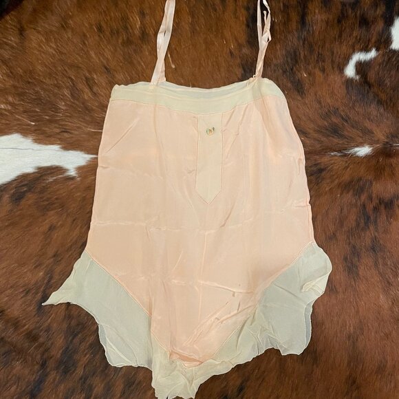 Vintage Sheer 1920s Sleeveless Teddy‎ Silk Lingerie Size 34 Cream - Picture 1 of 4
